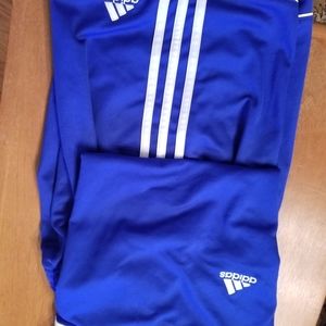 Blue adidas soccer shirt and shorts